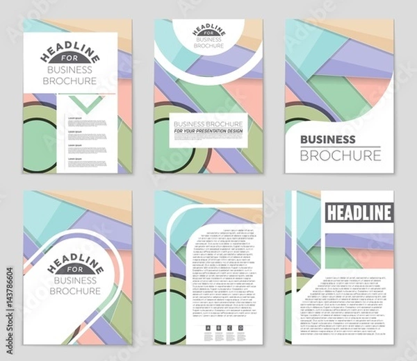 Fototapeta Abstract vector layout background set. For art template design, list, front page, mockup brochure theme style, banner, idea, cover, booklet, print, flyer, book, blank, card, ad, sign, sheet,, a4