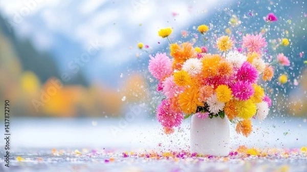 Obraz Vibrant flowers exploding from vase