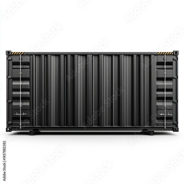 Fototapeta Cargo Container Blank Mockup with logo and copy space isolated on white background. Shipping Container Mockup. Industrial Cargo Box. Freight Container. Cargo Container isolated on white.