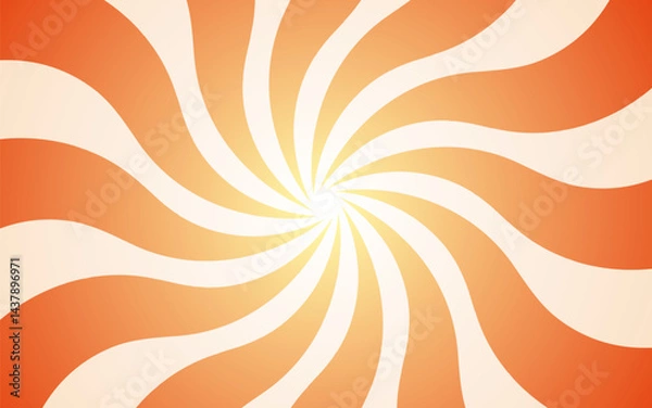 Fototapeta Orange white spiral background illustration. Groovy background. Waves, swirl, twirl pattern. Twisted and distorted vector texture in trendy retro psychedelic style. Y2k aesthetic.