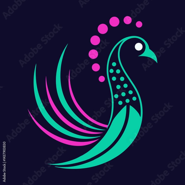Fototapeta vector illustration of a peacock