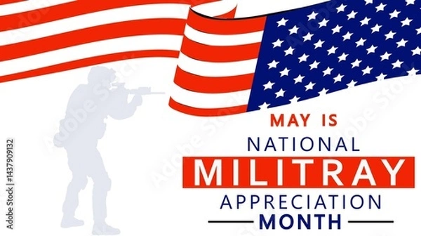 Fototapeta May is National Military Appreciation Month. Celebrating and honoring the military of the United States in May.Military Appreciation Month (NMAM) is celebrated every year and is a symbol of unity.