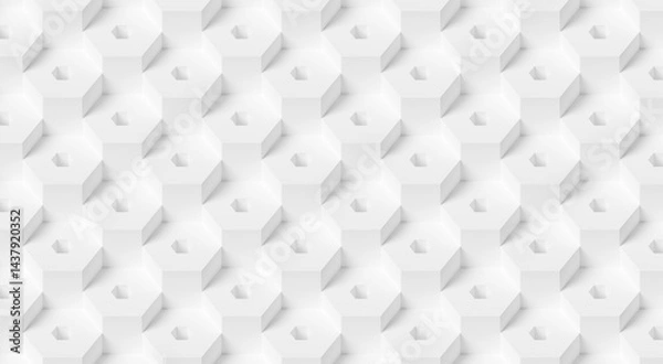 Obraz Modern minimal white honeycombs or hexagons with holes geometry pattern background isometric view