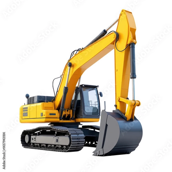 Obraz Isolated Yellow Excavator: Construction Equipment  isolated on transparent background