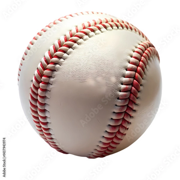 Obraz Baseball CloseUp of Classic Leather Ball isolated on transparent background