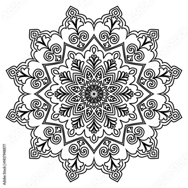 Fototapeta Mandala Lines, Lines for Coloring, Abstract Flower Coloring Book