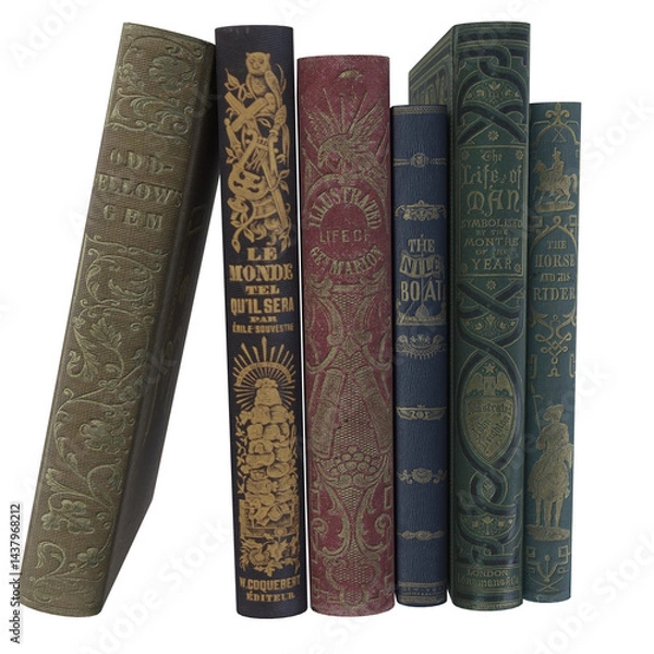Obraz 3D rendered old pile of books isolated on transparent background