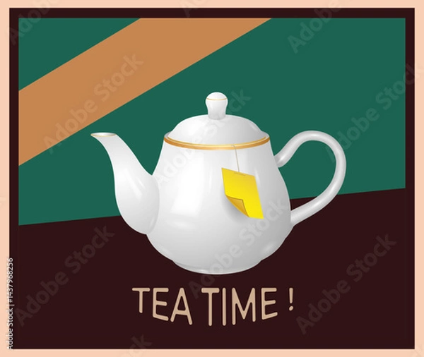 Obraz Vector icon, tea time, sticker, banner, poster