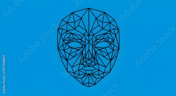 Fototapeta Geometric Face Illustration On A Blue Background For Abstract Design