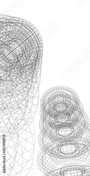 Fototapeta Abstract architectural drawing 3d illustration