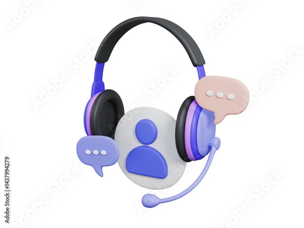 Fototapeta 3D Rendering Contract support icon concept with bubble speech