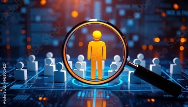 Fototapeta The Quest for Talent: Magnifying the Perfect Candidate in a Digital Realm of Opportunities