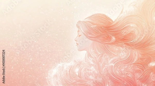 Obraz Serene Woman with Flowing Hair, and Pastel.