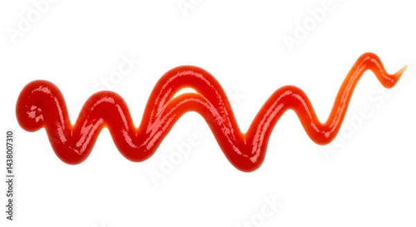 Obraz A single wavy line of red ketchup against a black background creating a dynamic composition  transparent background, white background. isolated on transparent background, png, jpeg, jpg,