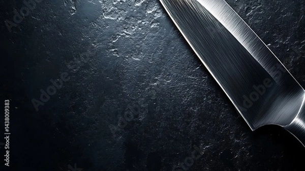 Obraz Sharp Kitchen Knife on Dark Stone.