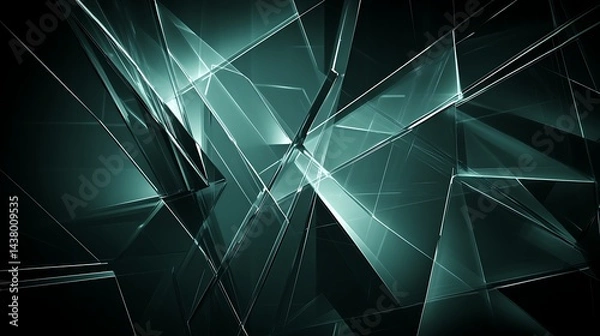 Obraz Shattered Glass Teal Abstract.