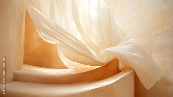 Obraz Sheer Curtains with Sunlight, Window, and Room.