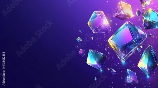 Obraz Shimmering Crystals with Purple Background.