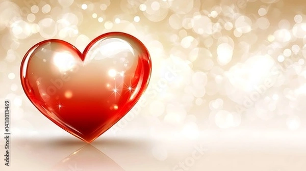 Obraz Shiny Red Heart with Romantic Bokeh.