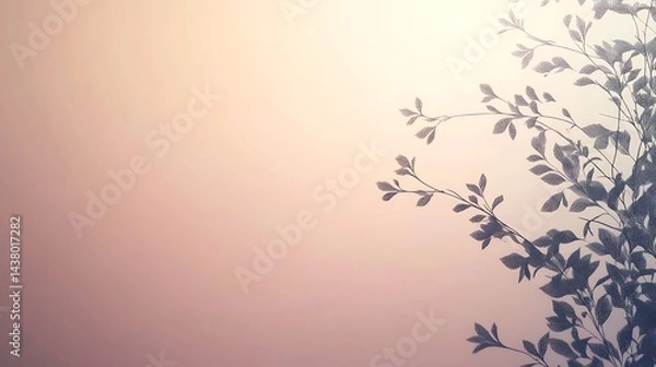 Obraz Silhouetted leaves with sunset backdrop.