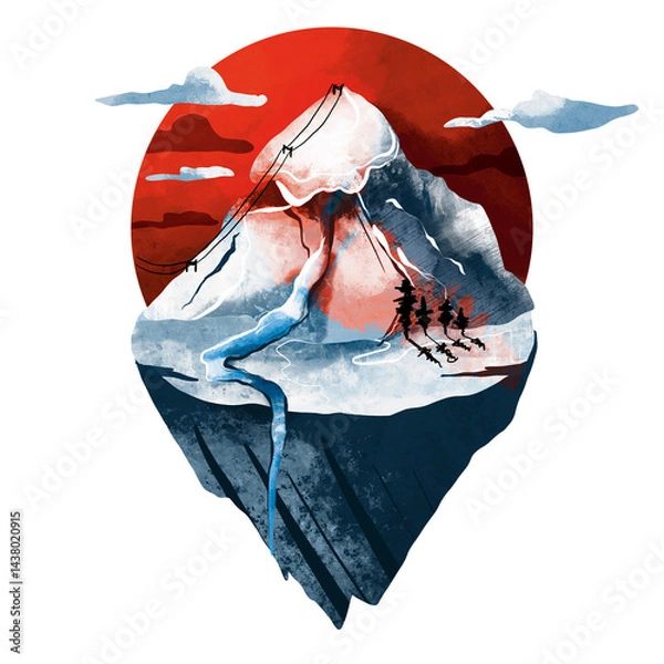 Obraz Mountain seamless pattern. A place for snowboarders and skiers. Beautiful mountains. Caucasus.