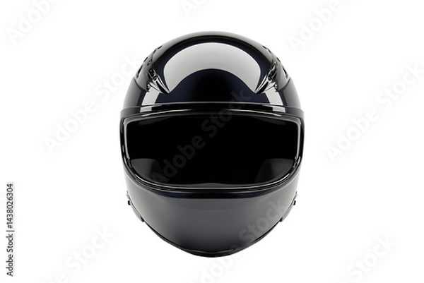 Fototapeta Genuine black full face motorcycle helmet isolated on cutout PNG or transparent background. Wearing motorcycle helmet has saved many peoples lives when in motorcycle accidents. Designed for Safety.