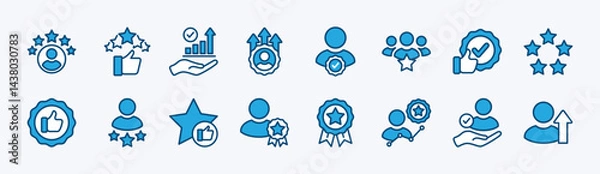 Fototapeta Person reputation icon vector set. Contains rating, review, feedback, opinion, comment, satisfaction, support, service, quality, evaluation, choice, positive, life events. Illustration