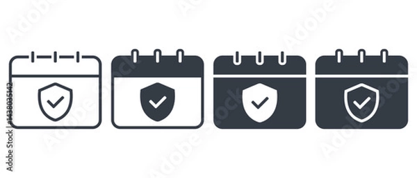 Obraz Calendar wtih shield checkmark icon. Illustration vector