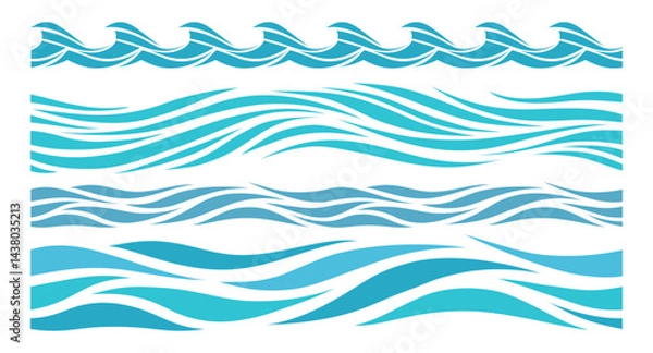 Obraz Decorative wave lines — sea pattern set