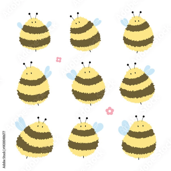 Fototapeta Bee 1 cute on a White background, vector illustration.