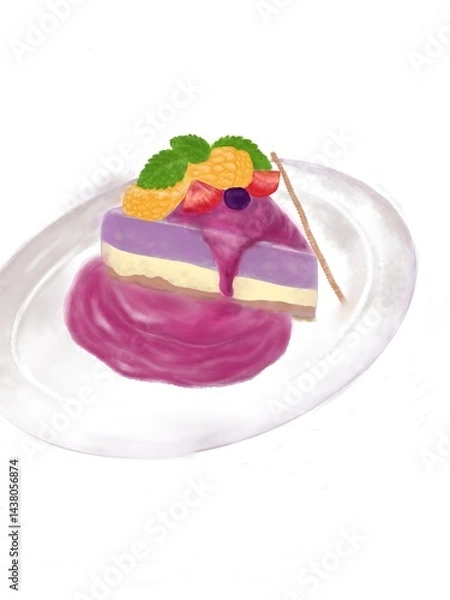 Obraz slice of cheesecake with strawberries