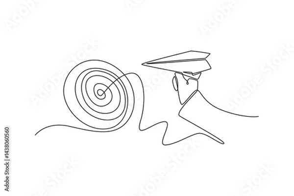 Obraz Personal goals concept. Single line draw design. Vector graphic illustration