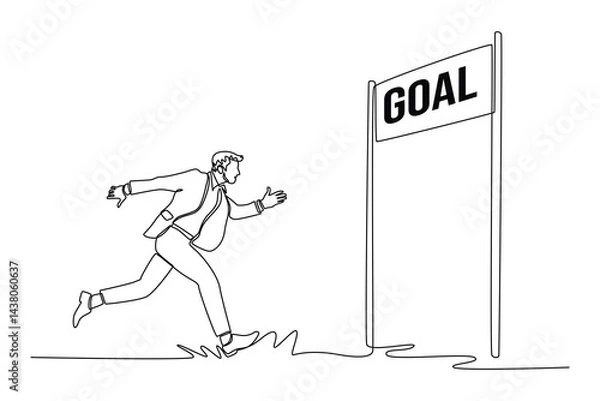 Obraz Personal goals concept. Single line draw design. Vector graphic illustration