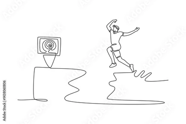 Obraz Personal goals concept. Single line draw design. Vector graphic illustration