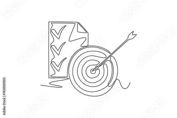 Obraz Personal goals concept. Single line draw design. Vector graphic illustration
