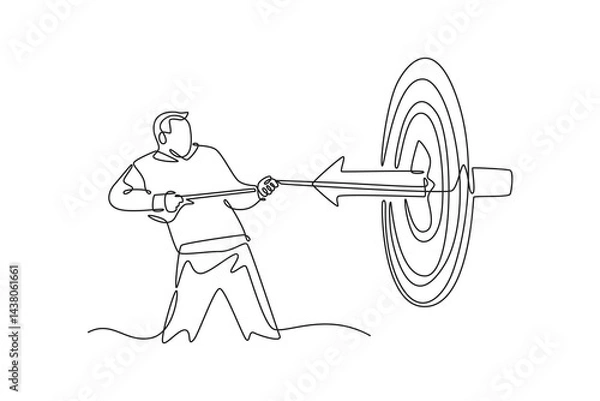 Obraz Personal goals concept. Single line draw design. Vector graphic illustration