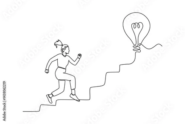 Obraz Personal goals concept. Single line draw design. Vector graphic illustration