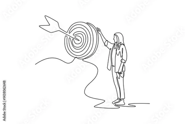 Obraz Personal goals concept. Single line draw design. Vector graphic illustration