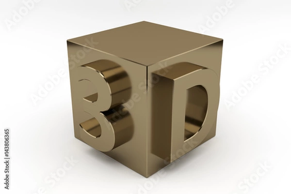 Fototapeta copper Cube 3d logo. 3D