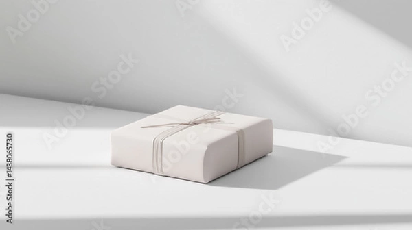 Fototapeta A single neatly wrapped item placed on a clean white background