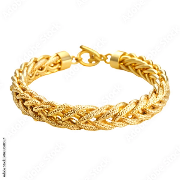 Obraz Gold Bracelet Mens Wheat Chain Bracelet Design isolated on transparent background