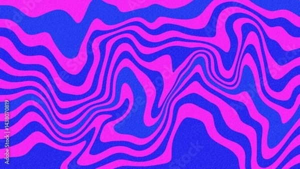 Fototapeta Retro psychedelic wavy pattern background in pink and blue.