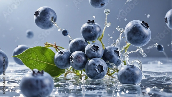 Obraz blueberries falling in super slow motion