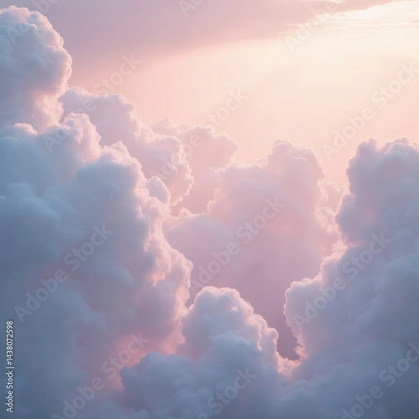 Fototapeta Soft clouds pastel colors serene sky fluffy formations natural beauty tranquil atmosphere