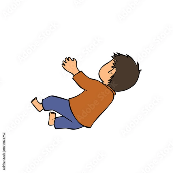 Fototapeta 落ちる子供線画ai