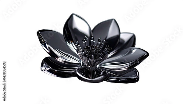 Obraz ガラス細工のシルバーの花　背景透過　素材