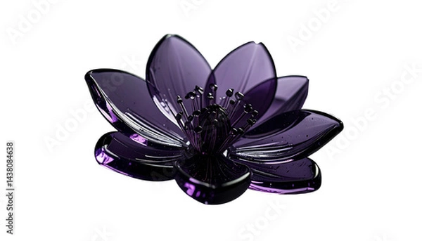 Obraz ガラス細工の紫色の花　背景透過　素材