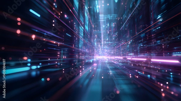Fototapeta Cybernetic Corridor: Data Stream Abstract