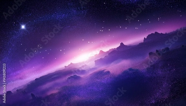 Fototapeta Beautiful purple space background with a sci-fi cosmic atmosphere, space, background, purple