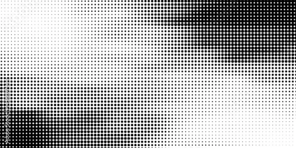 Obraz Halftone gradient. Dotted gradient  smooth dots spraying and halftones dot background seamless horizontal geometric pattern vector template set.